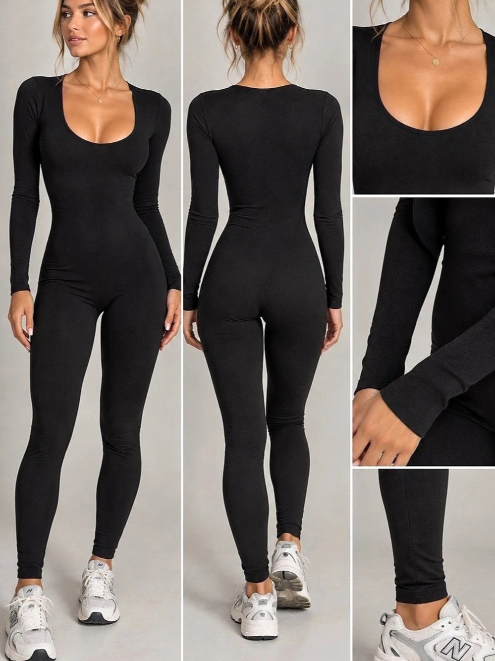 SHEIN Black Long Sleeve Jumpsuit Size XS Like New